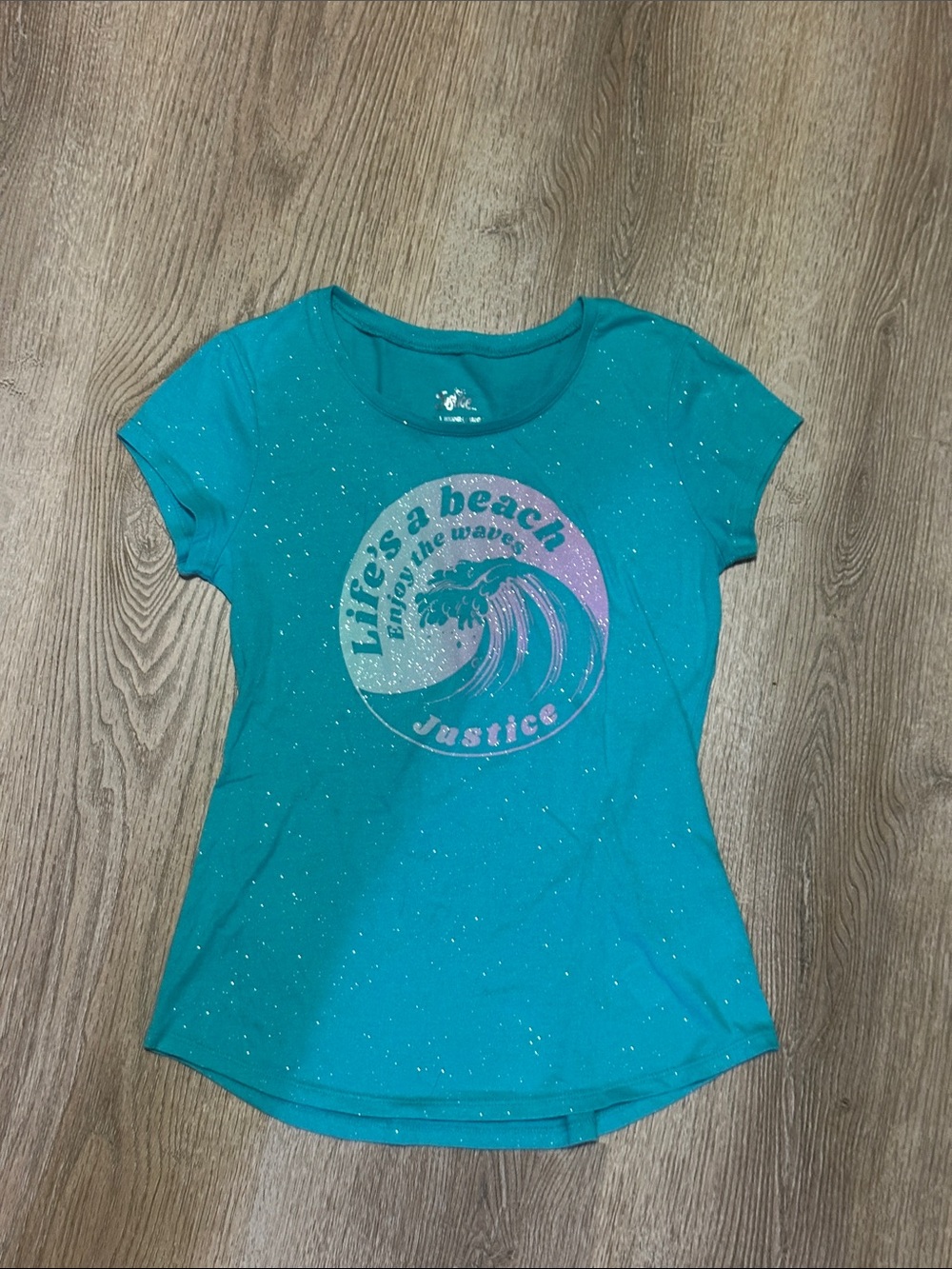 Justice Teal 'Life's a Beach' Short Sleeve Swim Coverup